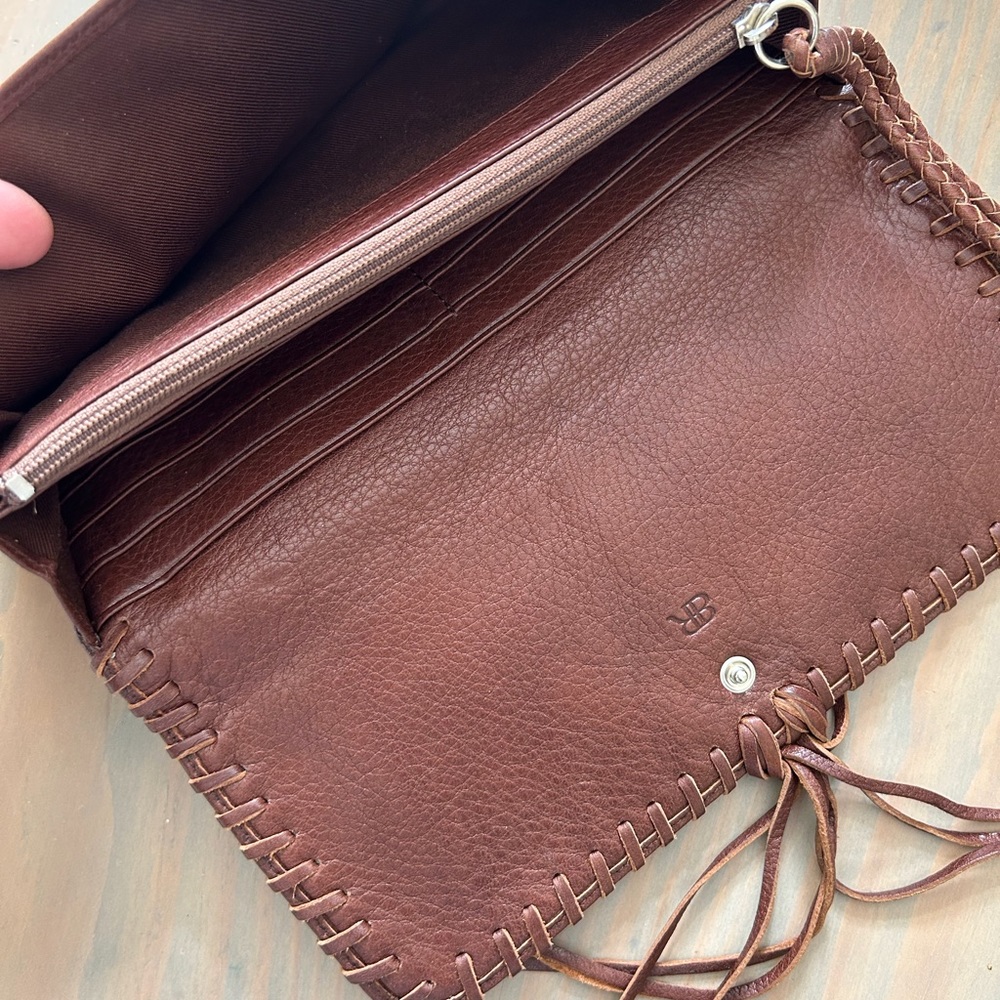 Banana Republic Brown Genuine Leather Snap and Zippered Wallet Wristlet - Picture 3 of 5